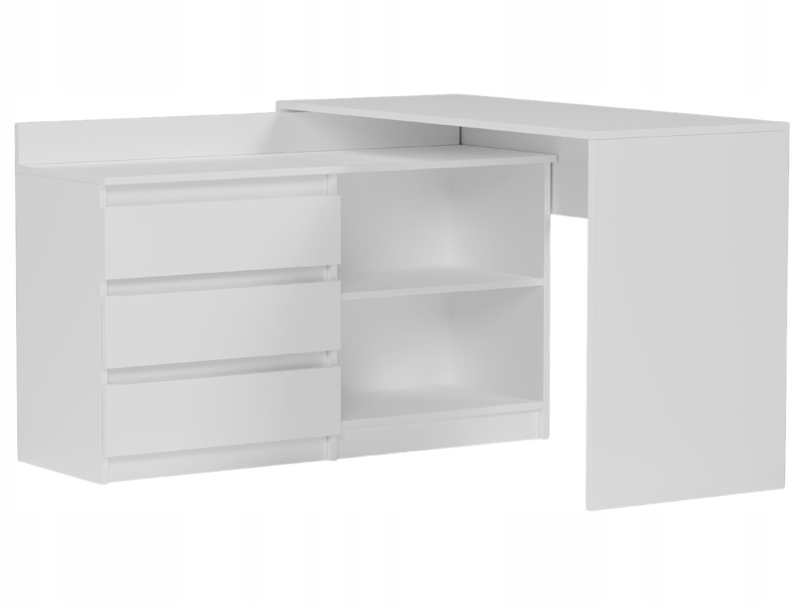 Biurko MODERN 120x76x50 cm z szufladami i półkami do sypialni i salonu białe nr. 1