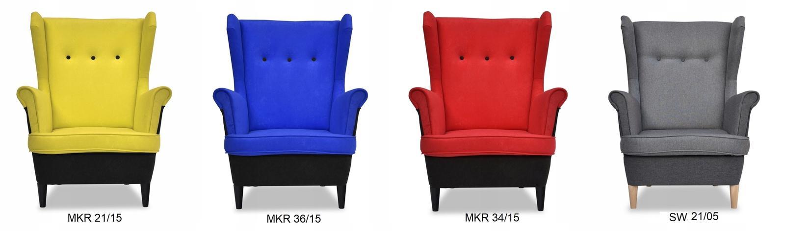 Fotel uszak dwa kolory CZERŃ + CZERWIEŃ POŁĄCZENIE nr. 12