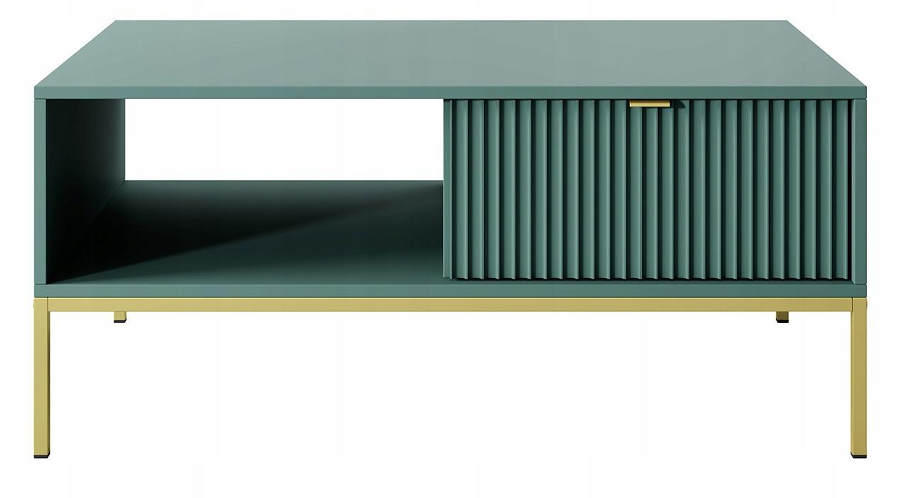 Stolik kawowy NOVA 104x46x68 cm ława do salonu zielona złote nóżki  10 Full Screen