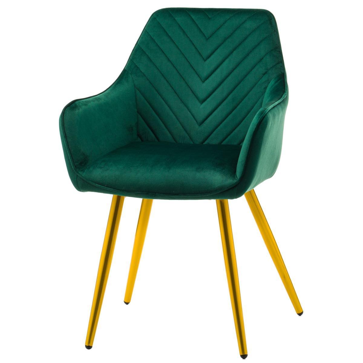 Krzesło VASTO zielone tapicerowane welurem złote nóżki do jadalni lub salonu  2 Full Screen