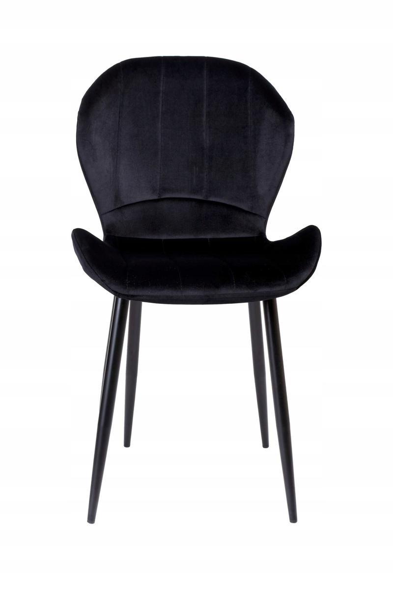 Krzesło welurowe 50x88x57 cm profilowane fotel SHELBY VELVET czarne czarne nóżki do jadalni lub salonu 4 Full Screen