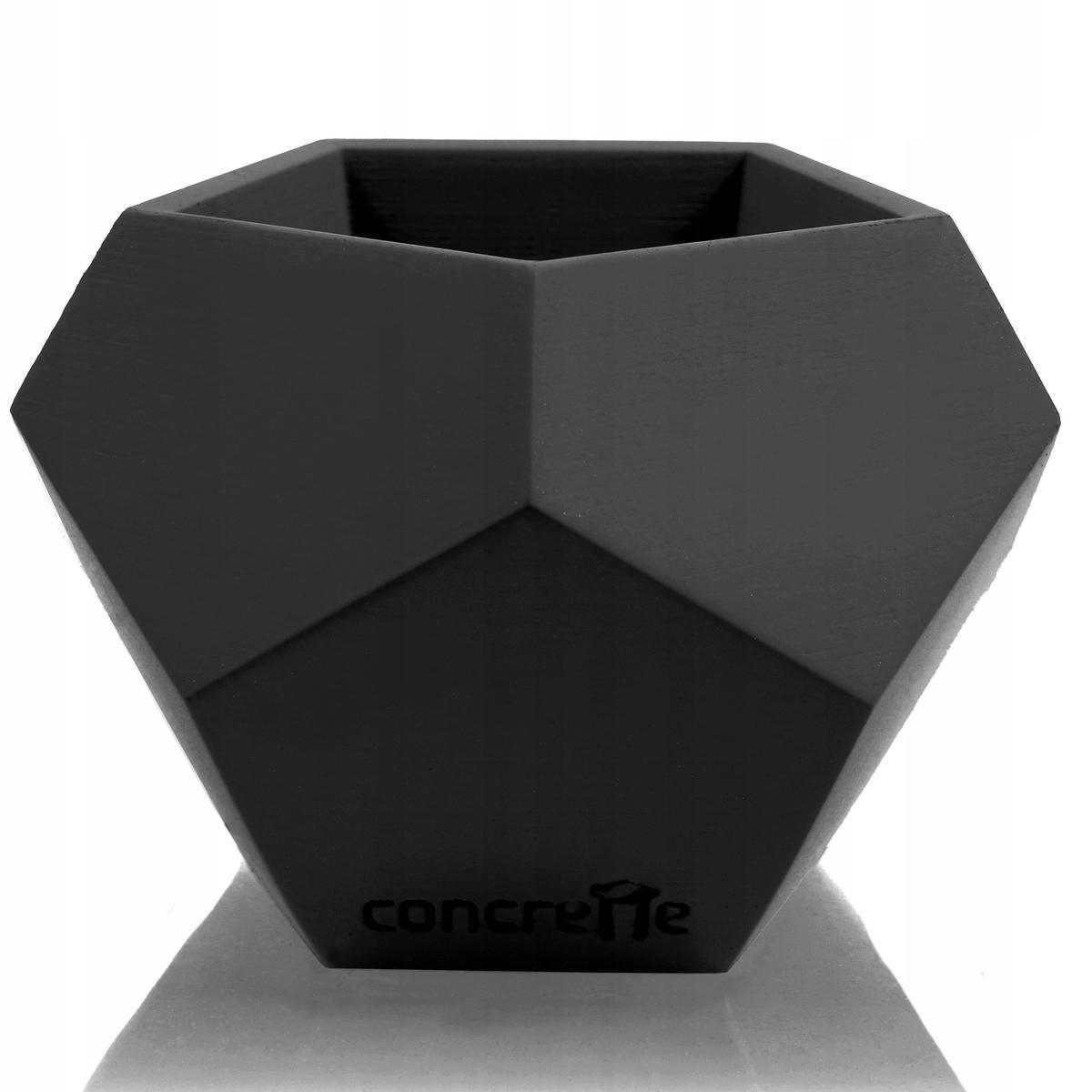 Doniczka betonowa Square Geometric 9 cm | Czarny Mat geometryczna czarna  nr. 2