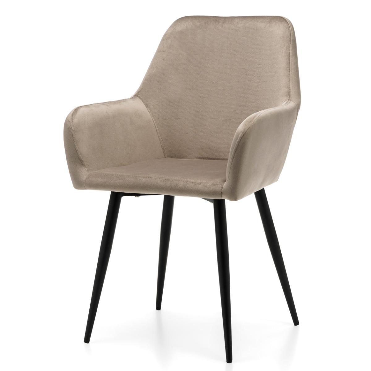 Krzesło IVO 55x88x54 cm tapicerowane welurem pikowane do jadalni lub salonu ciemnobeżowe  nr. 4