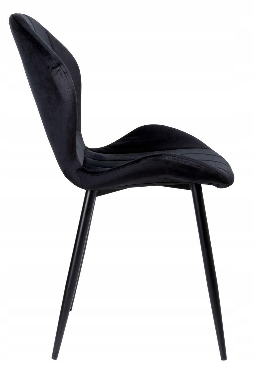 Krzesło welurowe 50x88x57 cm profilowane fotel SHELBY VELVET czarne czarne nóżki do jadalni lub salonu 2 Full Screen