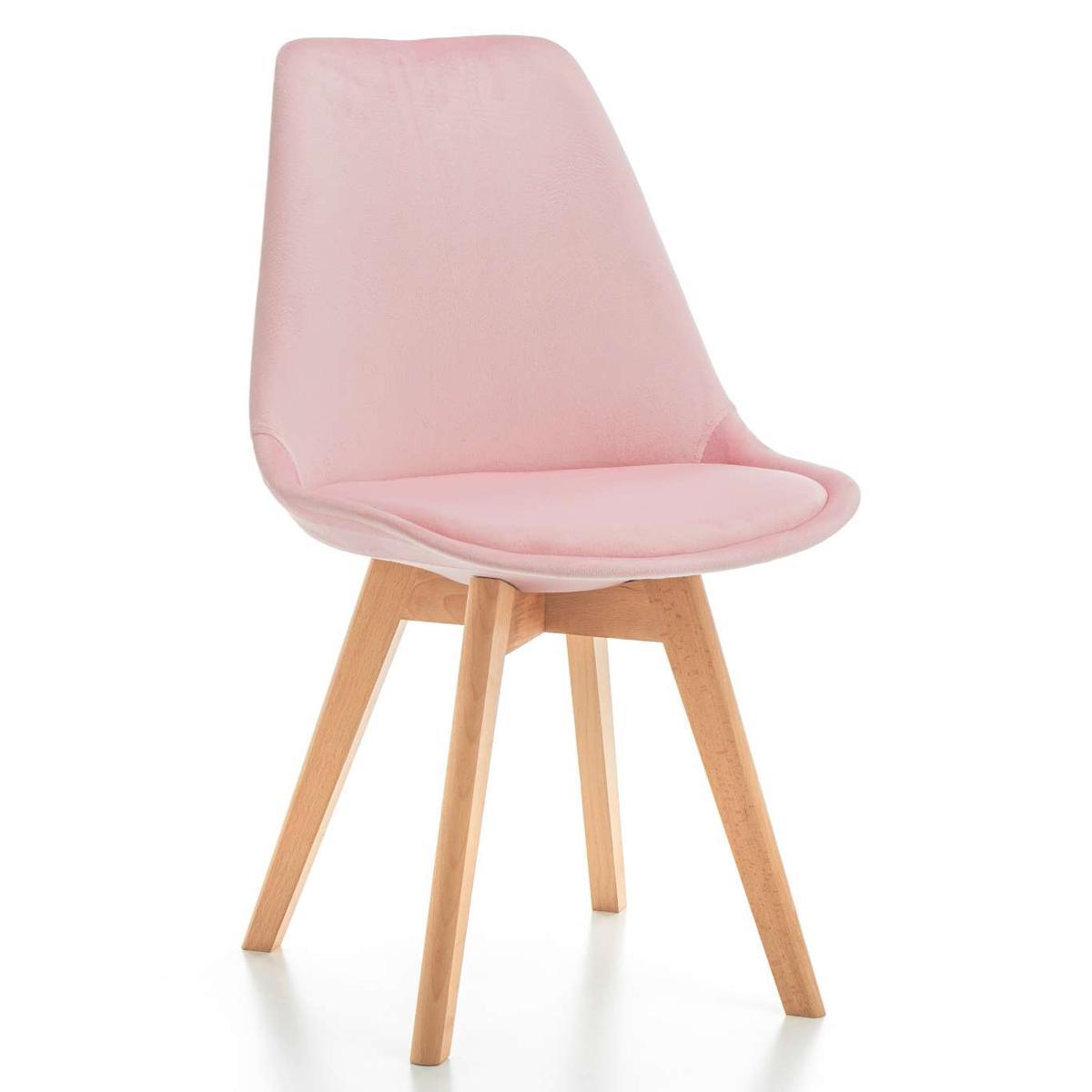 Krzesło DUBLIN różowe tapicerowane welurem z poduszką do jadalni lub salonu nr. 1