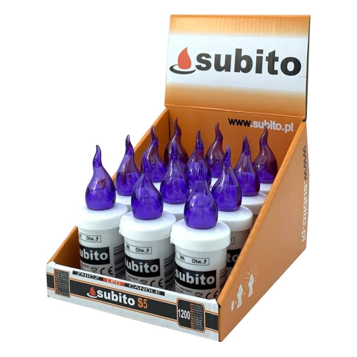 Wkłady do zniczy LED Subito S5 12 sztuk fioletowe nr. 1