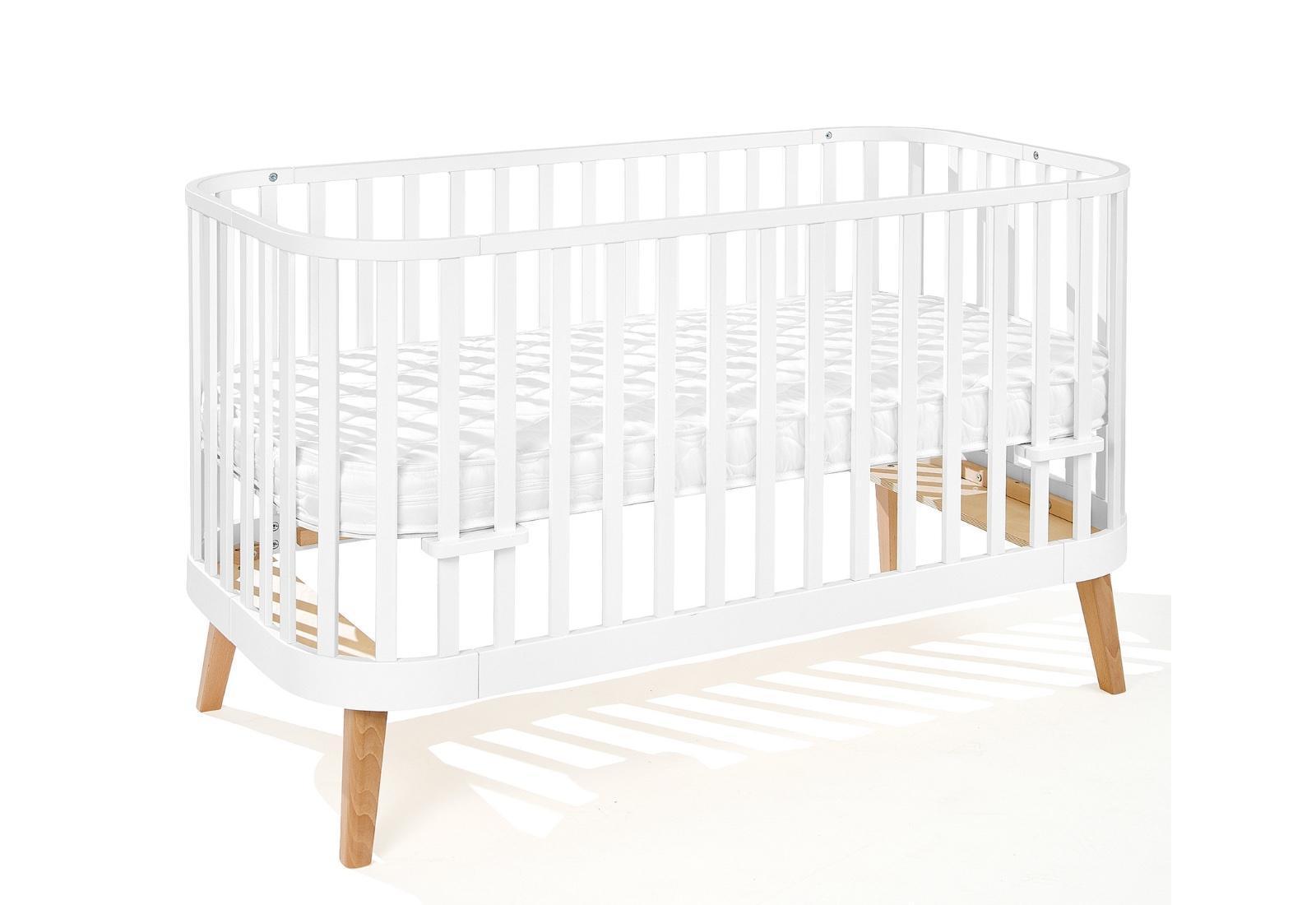 Łóżeczko niemowlęce drewniane bukowe zaokrąglone PRINCIPAL 140x70 cm 2w1 z funkcją sofy dla dziecka  3 Full Screen