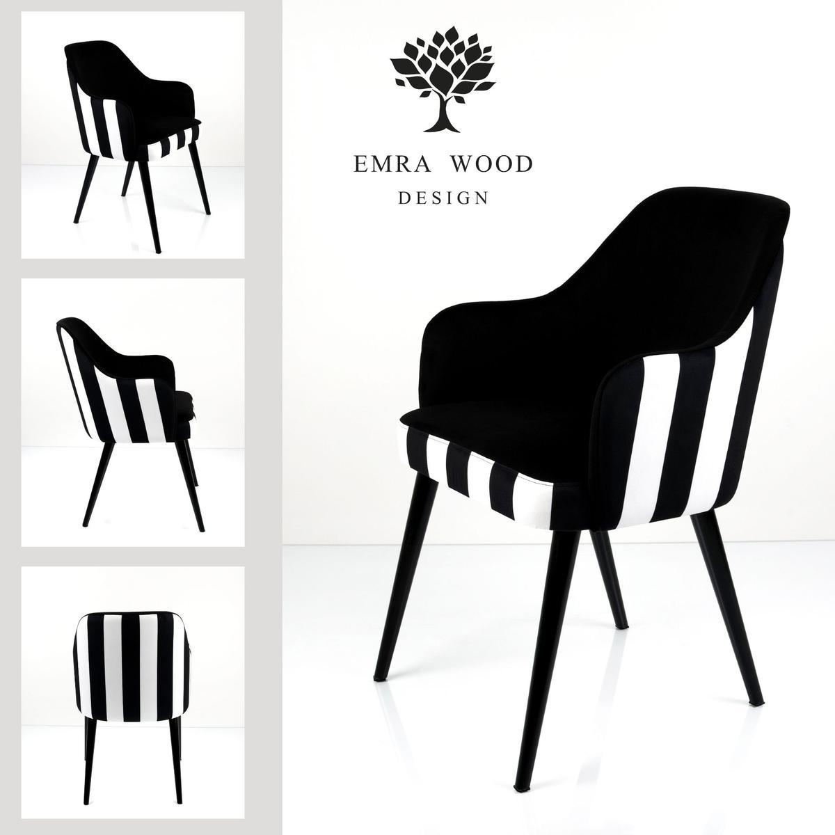 Krzesło tapicerowane KR-9 53x83x49 cm DELUXE Pasy Classic 01 do jadalni czarny nr. 1