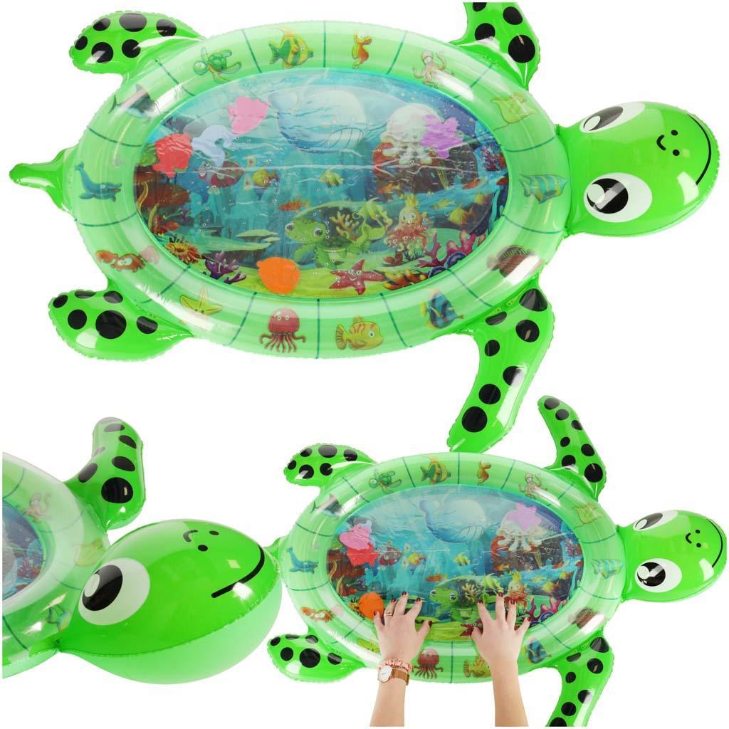 Mata wodna sensoryczna dmuchana dla niemowląt żółw zielona XXL 99x53x1 cm nr. 1