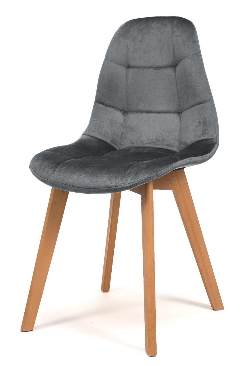 Krzesło tapicerowane skandynawskie welurowe VEGAS szary 2 Full Screen