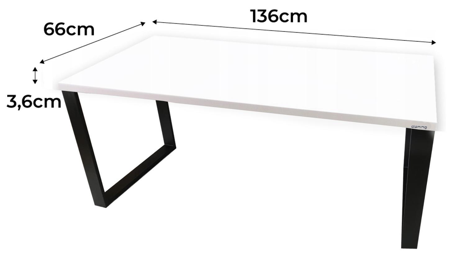 Biurko gamingowe 136x66x3.6 cm białe loftowe stół komputerowe metalowe do pokoju gracza 1 Full Screen