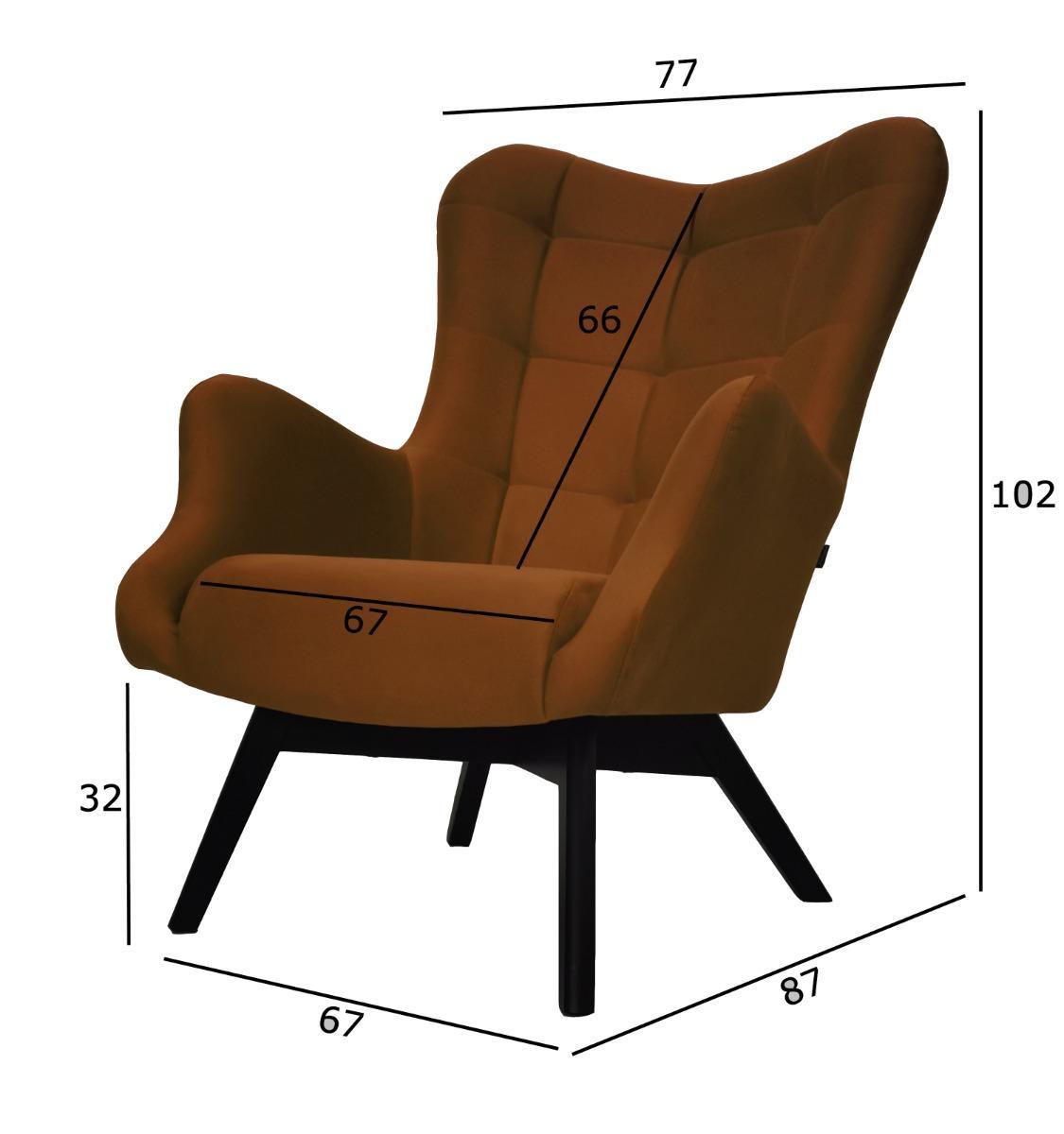 Fotel skandynawski ETERNO 77x102x87 cm pomarańczowy z czarnymi nogami do salonu  nr. 5
