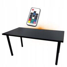 Biurko gamingowe 136x66x36 cm czarne stół komputerowy led do pokoju gracza - Miniaturka zdjęcia nr 1