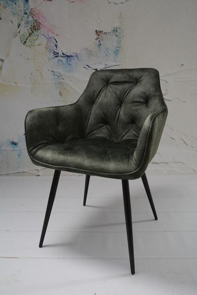 Krzesło Houston 57x85x59 cm pikowane tapicerowane welur zielony nogi czarne do jadalni salonu nr. 4