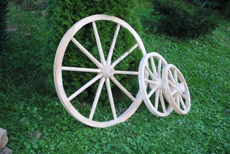 Drewniane koło do wozu 80 cm ozdobne do ogrodu dekoracja naturalne  nr. 3