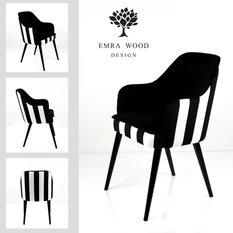 Krzesło tapicerowane KR-9 53x83x49 cm DELUXE Pasy Classic 01 do jadalni czarny - Miniaturka zdjęcia nr 1