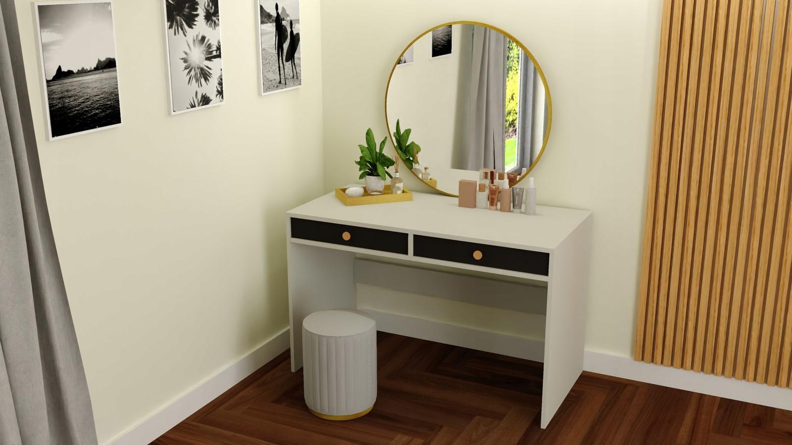 Toaletka biurko MONODIS 120x75x60 cm do sypialni biała front czarny  nr. 3