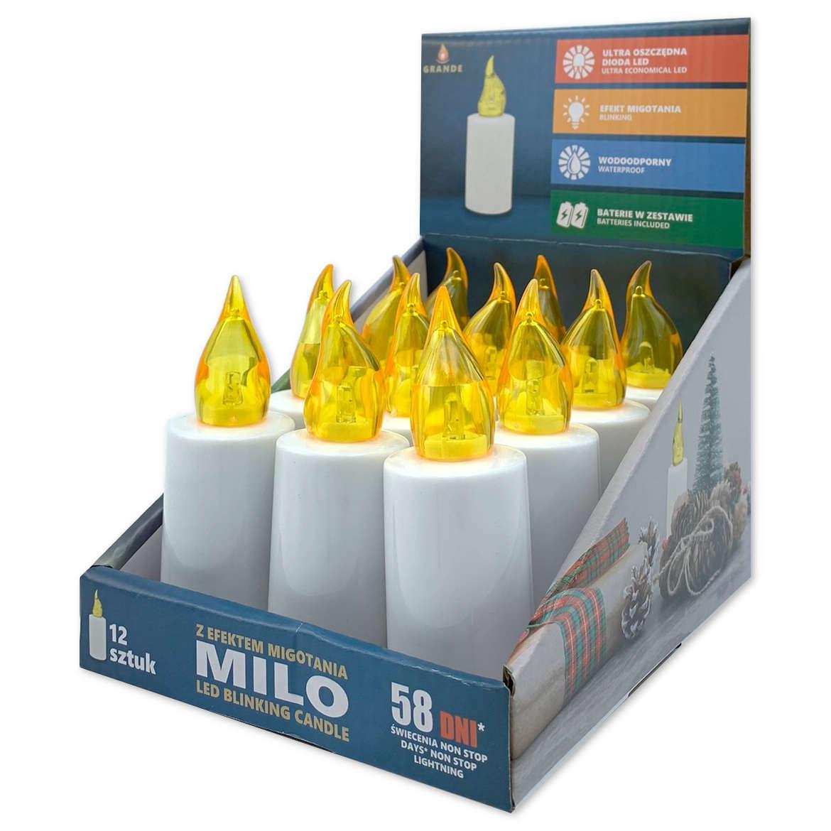 Wkłady do zniczy LED Grande Milo 12 sztuk żółte nr. 1