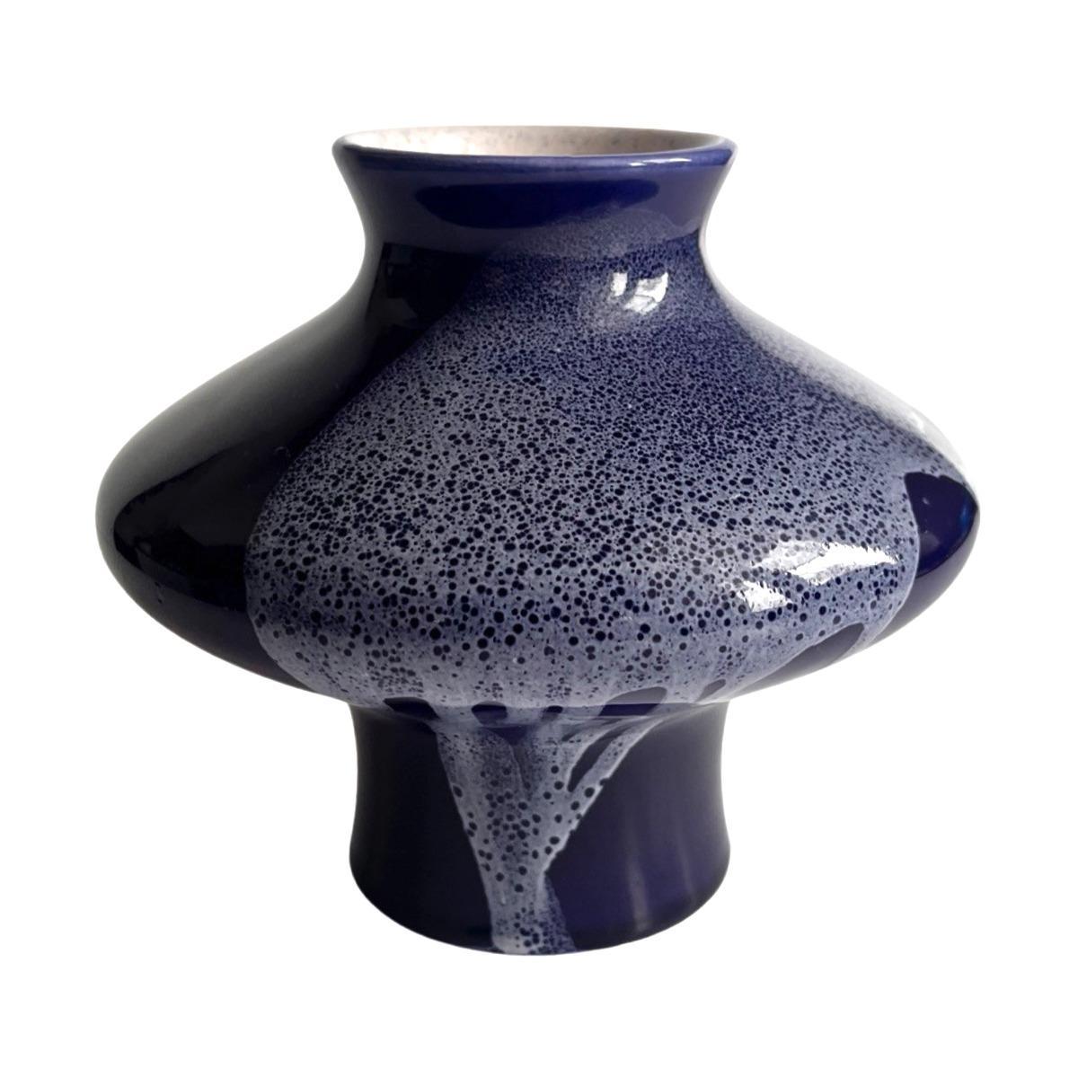 Kobaltowy, ceramiczny wazon, Keramika Kravsko, Czechosłowacja, lata 70. 7 Full Screen