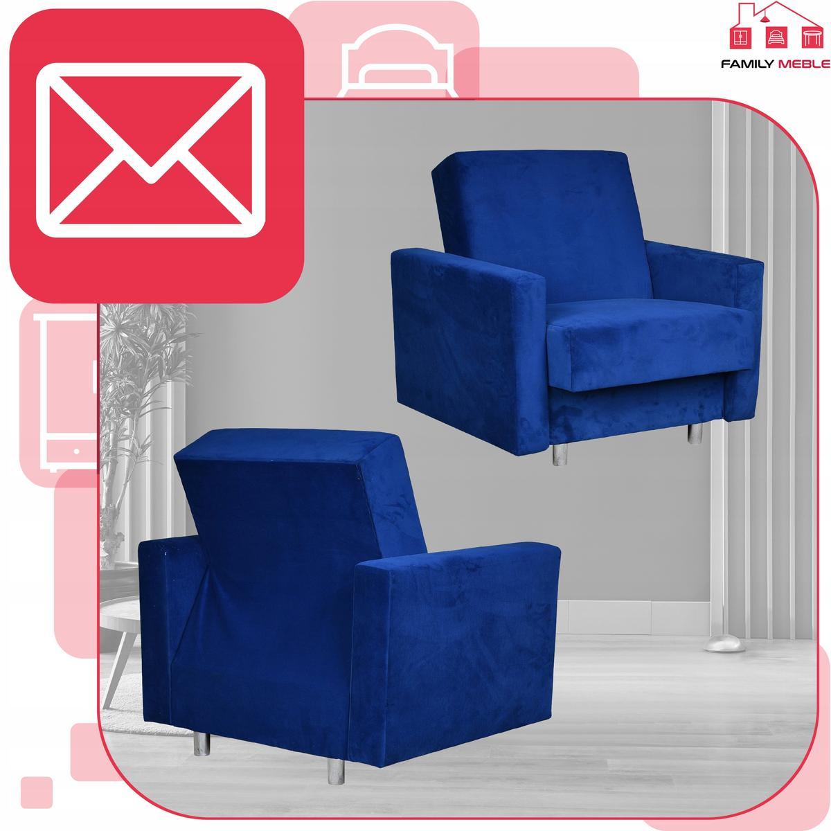 Zestaw wypoczynkowy wersalka fotele kobalt modrak 2 Full Screen