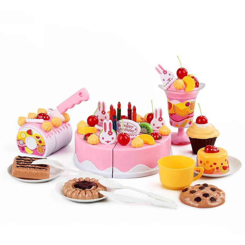 Tort urodzinowy do krojenia kuchnia zabawka dla dzieci 75 elementów różowy 21x10x28cm 1 Full Screen