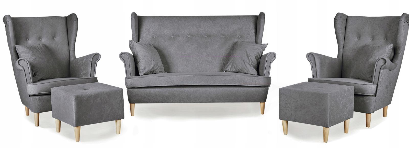 Zestaw wypoczynkowy mebli ARI 149x104x92 cm uszak sofa fotele pufy do salonu Mirofaza szary nr. 1