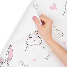 Tapeta do pokoju dziecka króliki zwierzęta serca  - Miniaturka zdjęcia nr 1