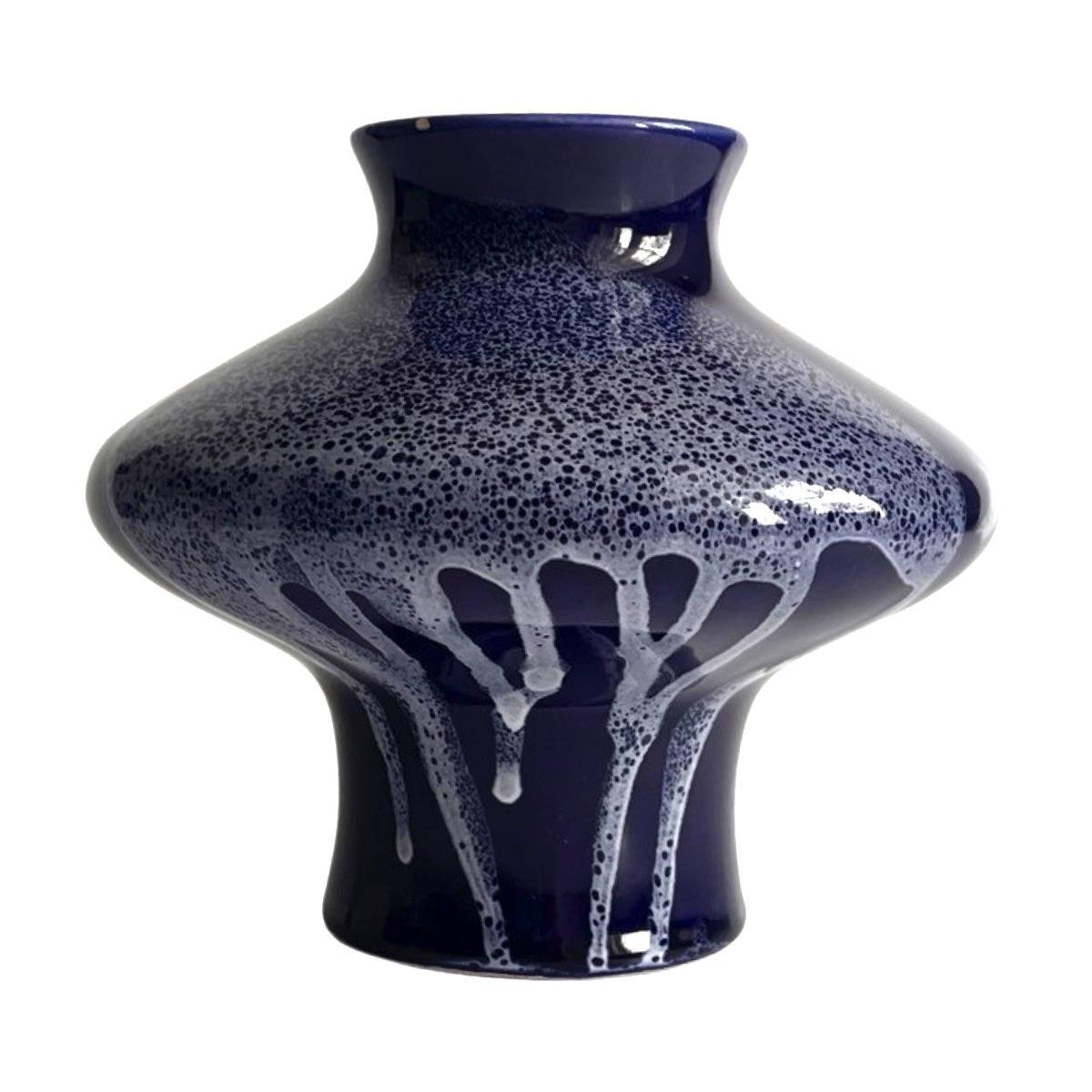 Kobaltowy, ceramiczny wazon, Keramika Kravsko, Czechosłowacja, lata 70. 0 Full Screen