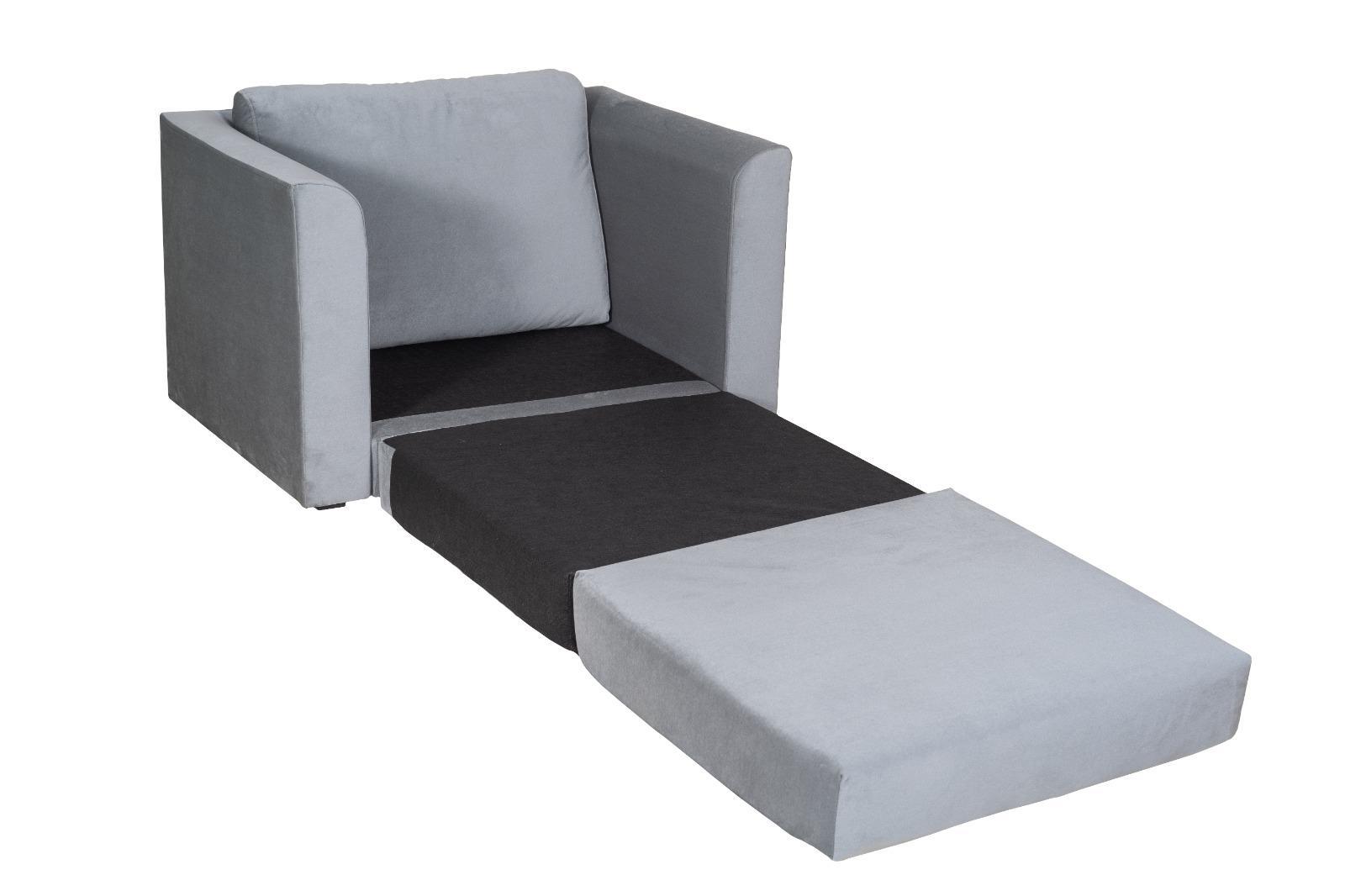 Fotel rozkładany TOKIO 107x75 cm szary z poduszką do sypialni lub salonu  nr. 4