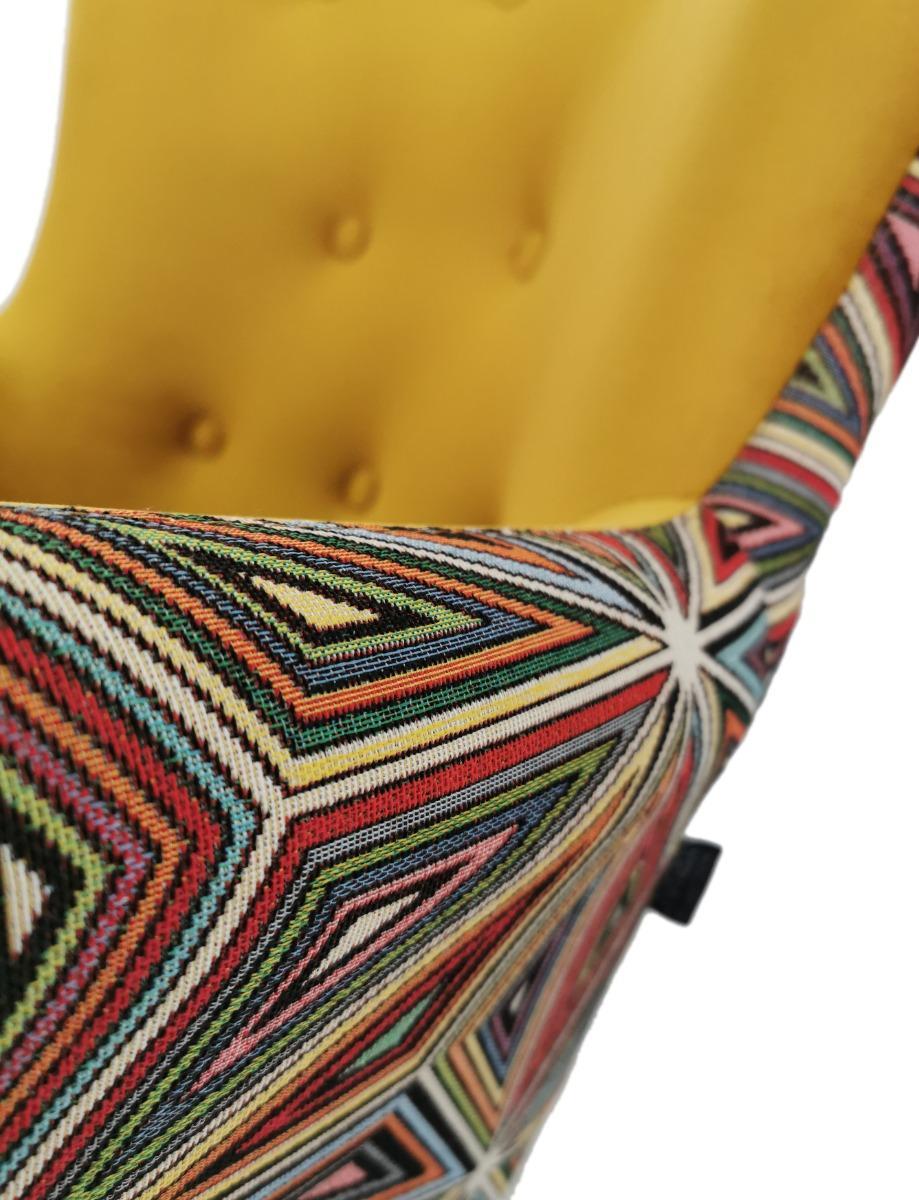 Fotel skandynawski GRANDE 80x93x80 cm żółty we wzory malawi do salonu nr. 5