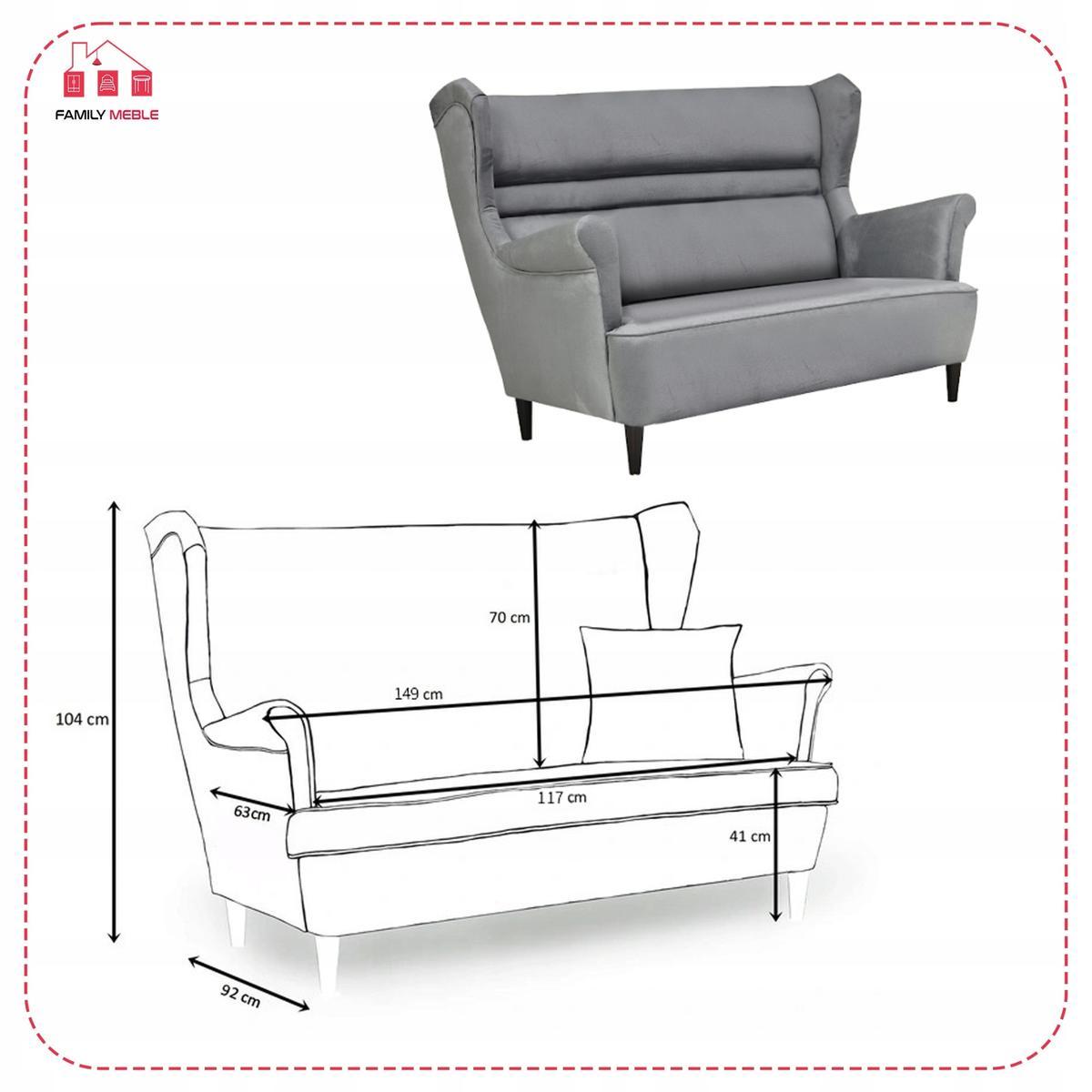 Zestaw wypoczynkowy ZOJA sofa + 2 fotele + 2 podnóżki szare do salonu Monoliht nr. 5
