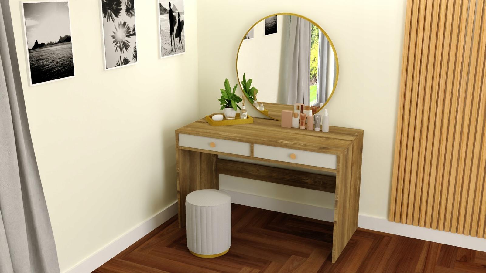 Toaletka biurko MONODIS 120x75x50 cm do sypialni drewno retro fronty białe nr. 2