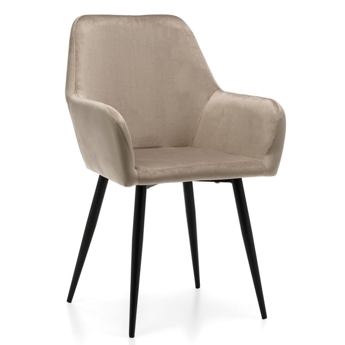 Krzesło IVO 55x88x54 cm tapicerowane welurem pikowane do jadalni lub salonu ciemnobeżowe  nr. 1