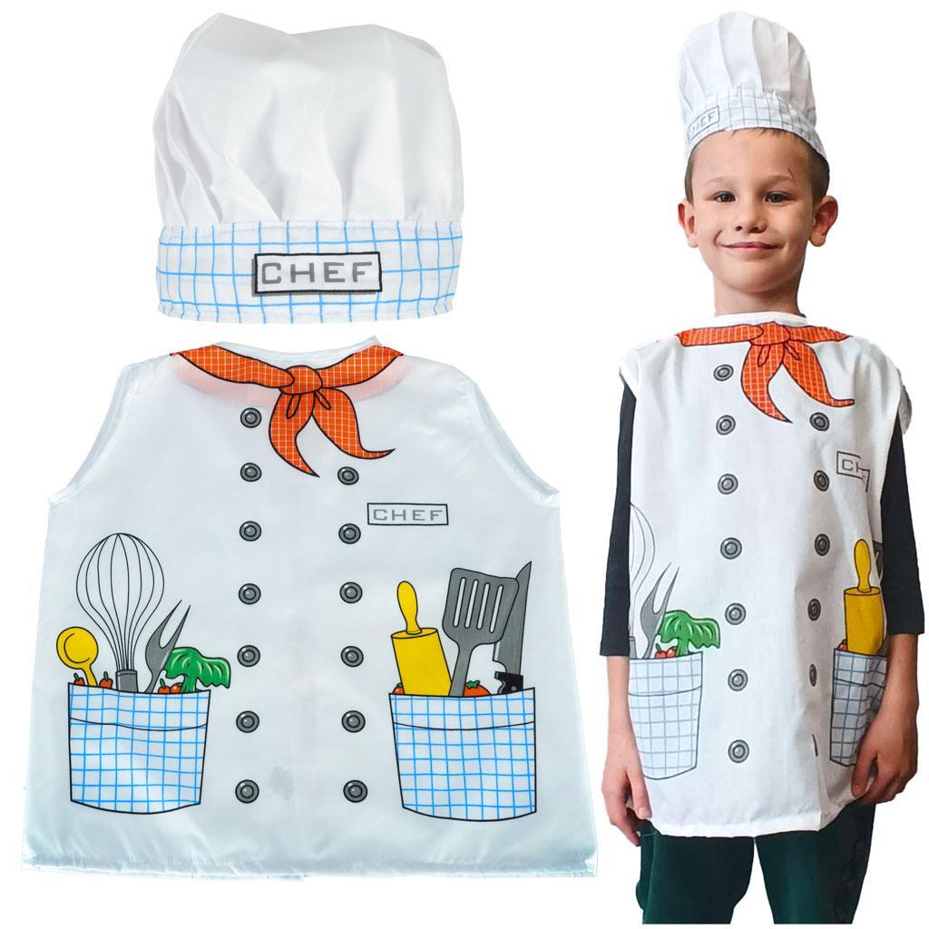 Kostium strój karnawałowy przebranie szef kuchni fartuch czapka dla dziecka zestaw 3-8 lat 46x1x56 cm nr. 1
