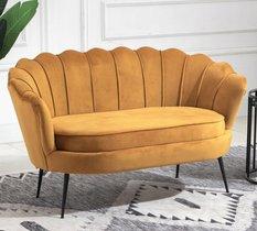 Sofa dwuosobowa 158x54x85cm muszla welurowa do salonu KRONOS pomarańczowy