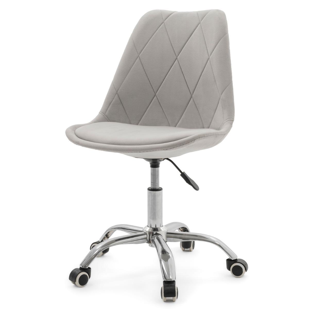 Krzesło do biurka DUBLIN biurowe krzesło obrotowe welurowe z poduszka do pokoju biura jasnoszare nr. 3