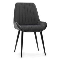 Krzesło LUCA szare tapicerowane welurem czarne nóżki do jadalni lub salonu