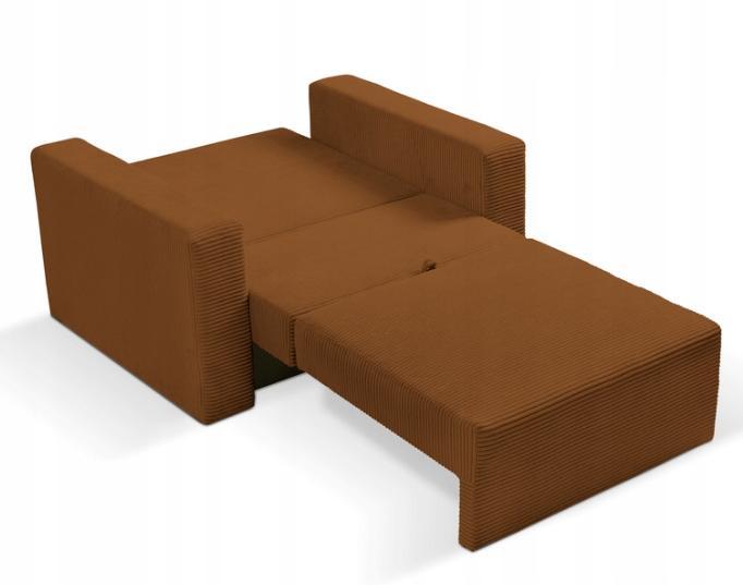 Fotel amerykanka jednoosobowa 110x100 cm z funkcją spania z pojemnikiem sztruks POSO pomarańczowy nr. 3