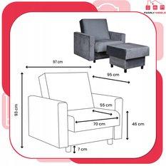 Fotel rozkładany z podnóżkiem Alicja salon pokój - Miniaturka zdjęcia nr 8
