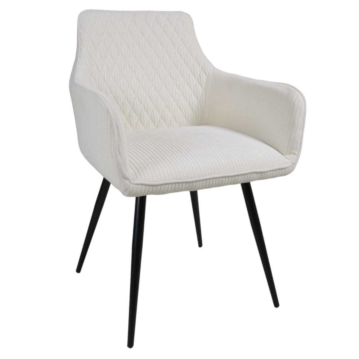 Fotel LIZBONA krzesło 57x84x59 cm do jadalni salonu sztruks biały nogi czarne nr. 1
