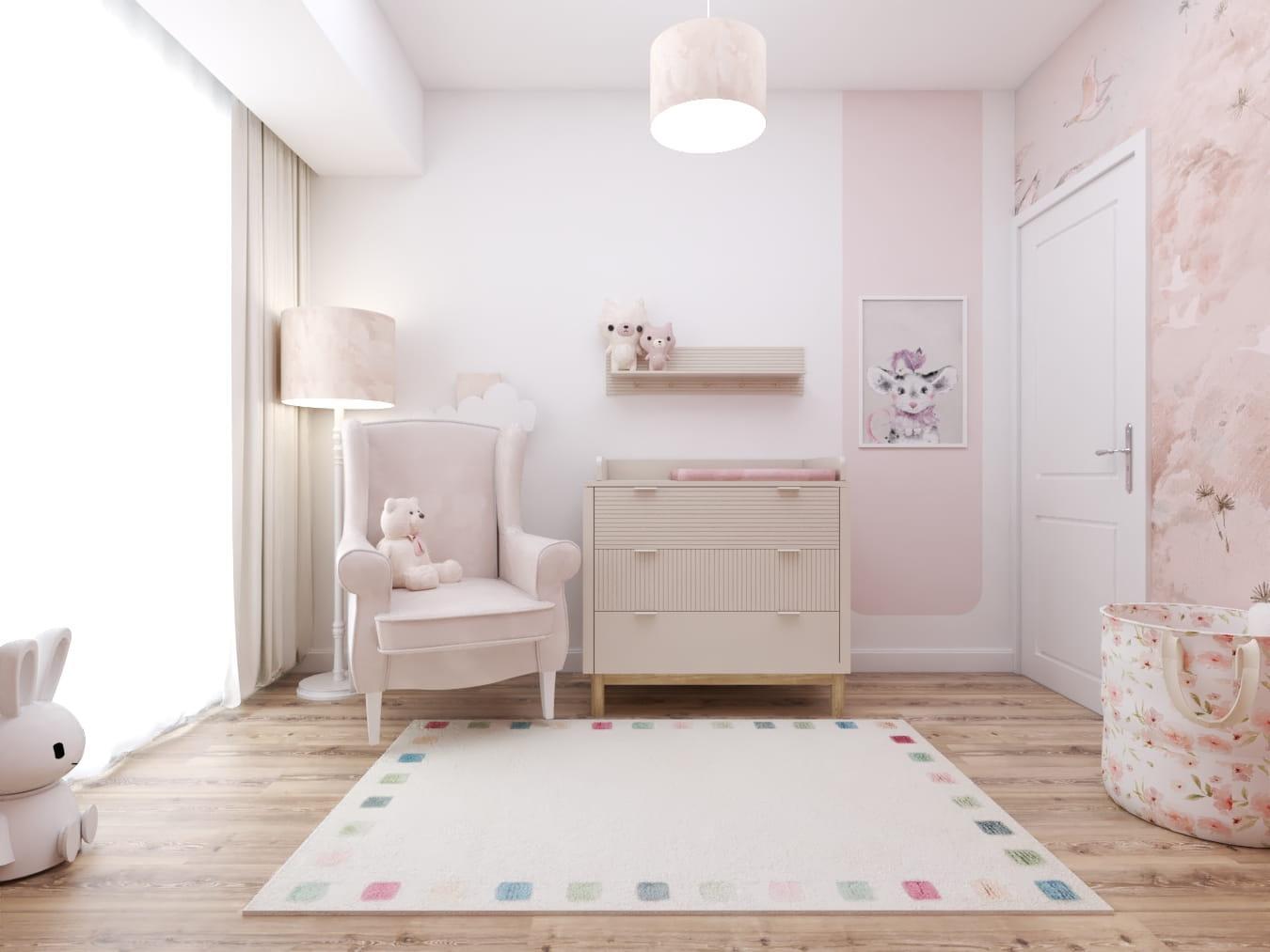 Dywan dziecięcy wełniany Colorborder Cream 120x180 cm do pokoju dziecięcego kremowy w kwadraty nr. 6