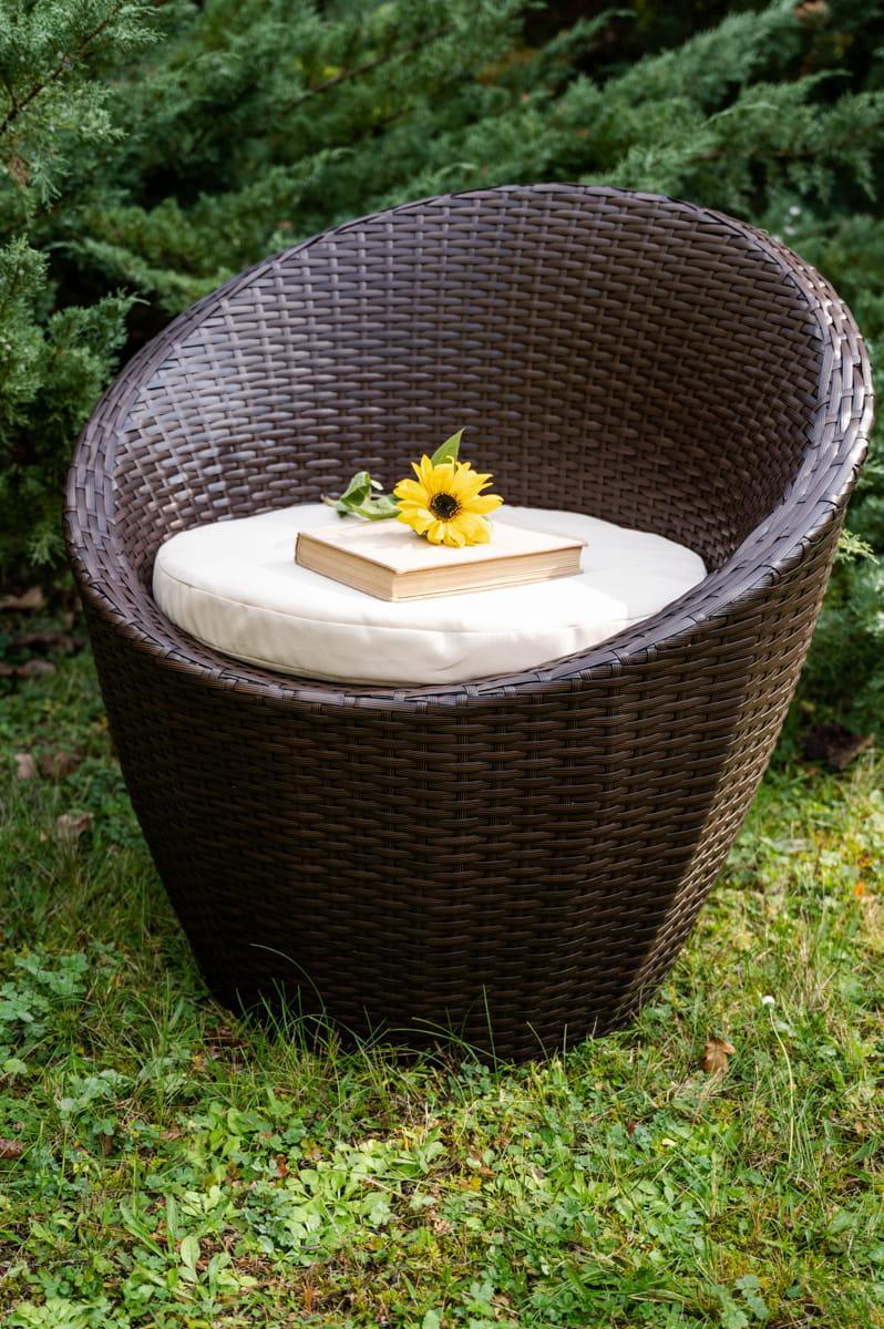 Krzesło ogrodowe MODICO brązowy technorattan z jasnym siedziskiem do ogrodu lub na balkon  nr. 1