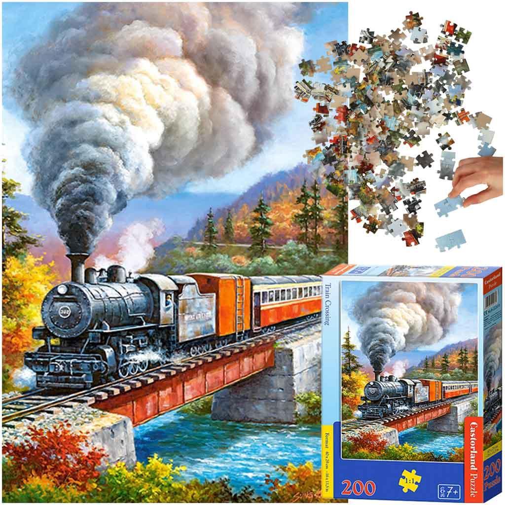 CASTORLAND Puzzle układanka 200 elementów Train Crossing - Pociąg 7+ nr. 1