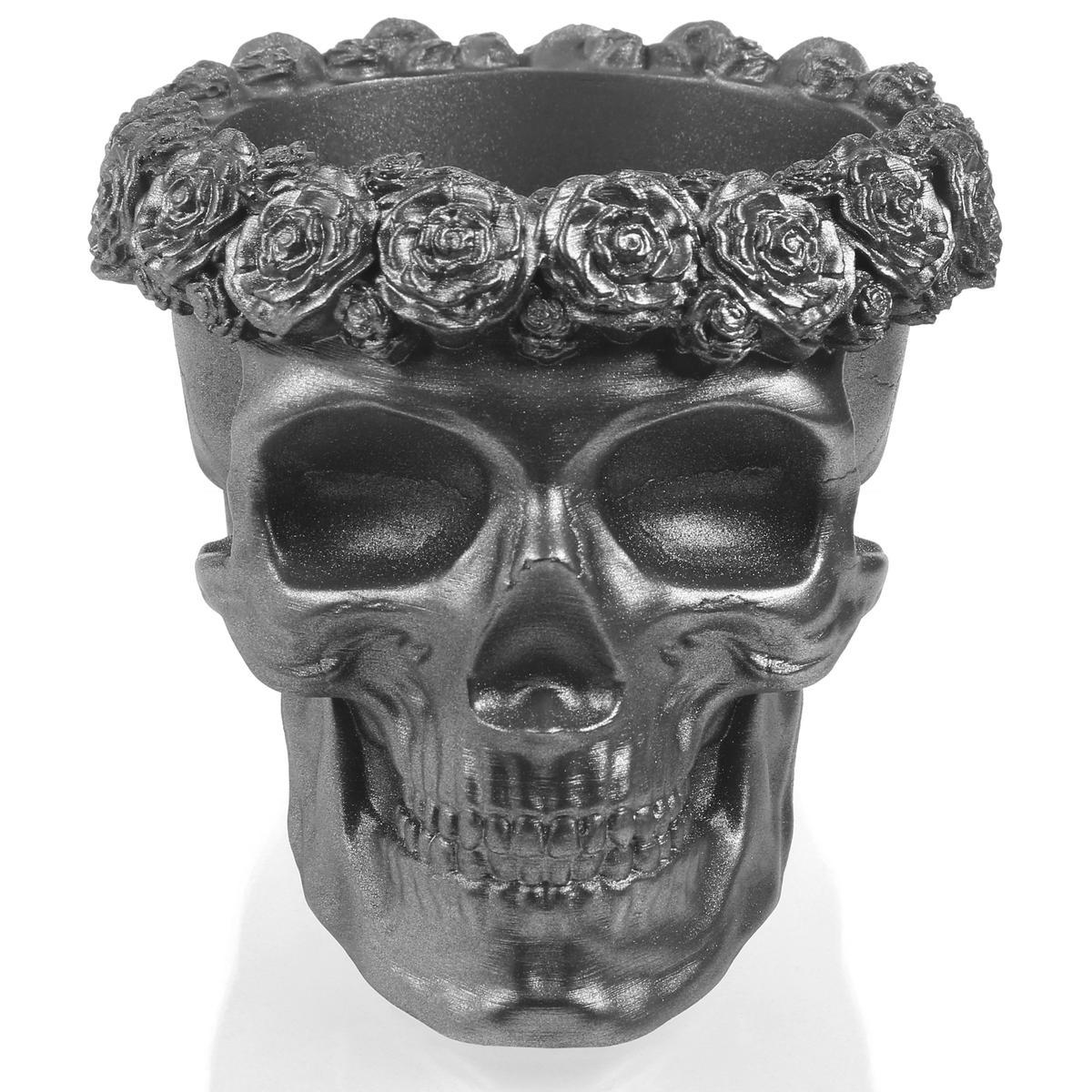 Donica Skull Flowers Steel Poli  11 cm nr. 2