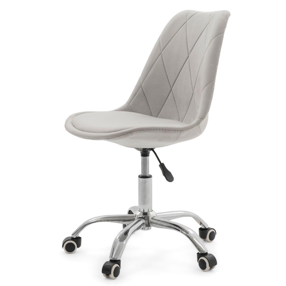 Krzesło do biurka DUBLIN biurowe krzesło obrotowe welurowe z poduszka do pokoju biura jasnoszare nr. 4
