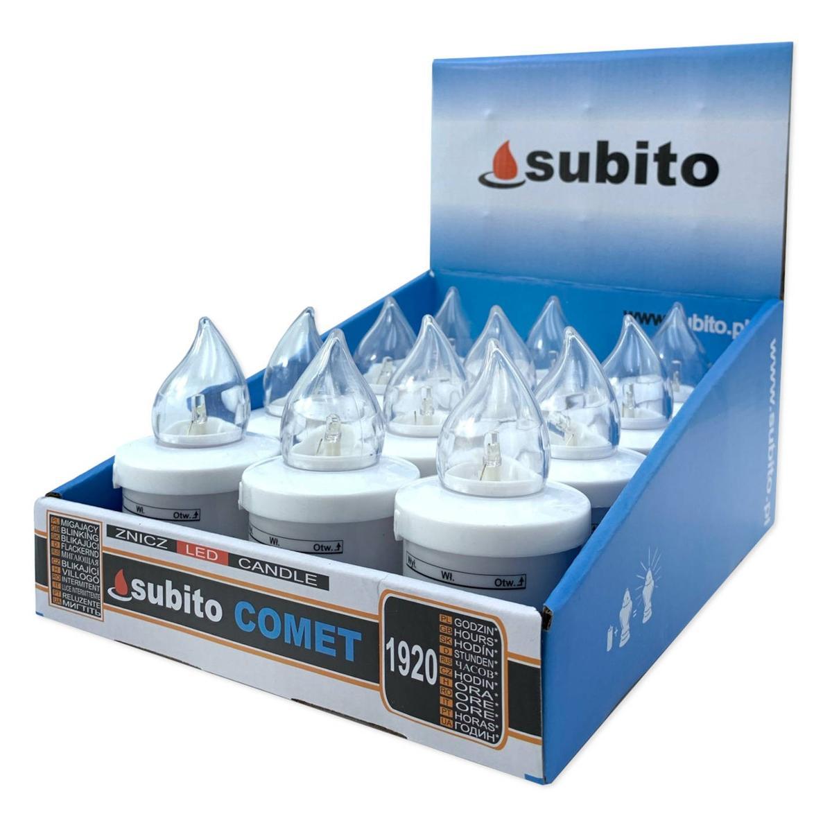 Wkłady do zniczy LED Subito Comet 12 sztuk białe nr. 1