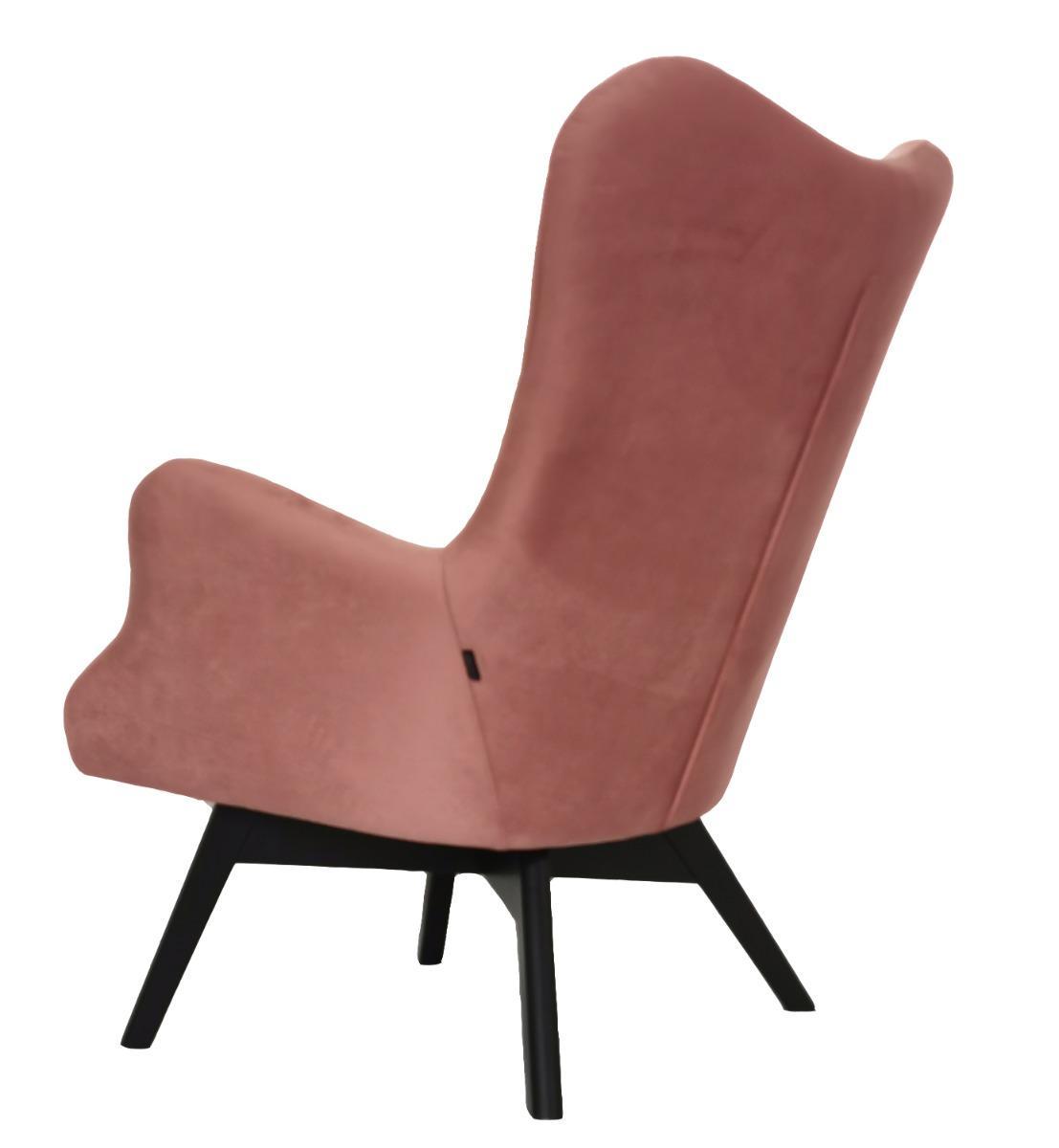 Fotel skandynawski ETERNO 77x102x87 cm różowy z czarnymi nogami do salonu  nr. 4