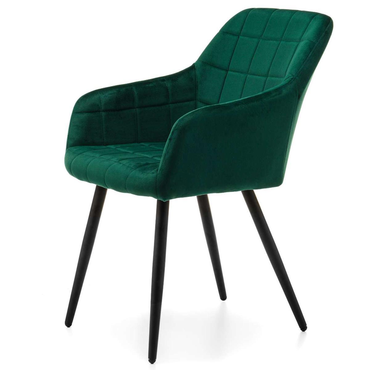 Krzesło ORTE zielone tapicerowane welurowe pikowane do jadalni lub salonu nr. 5