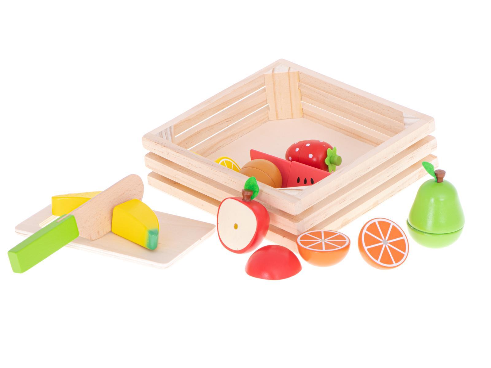 Drewniane owoce do krojenia na magnes w skrzynce akcesoria zabawka dla dzieci 15x1x10 cm  6 Full Screen