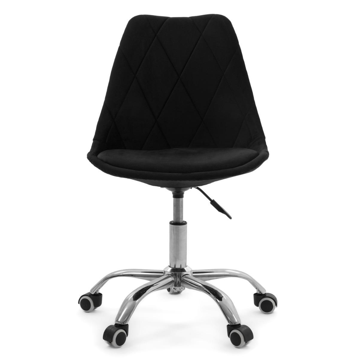 Krzesło do biurka DUBLIN biurowe krzesło obrotowe welurowe z poduszka do pokoju biura czarne nr. 2